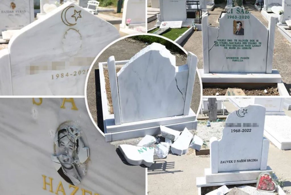 tokom noci vandali su u beogradu unistili preko trideset muslimanskih spomenika na groblju lesce